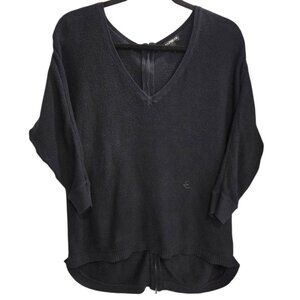 Express Hi Low V-neck Zip Back Sweater 3/4 Dolman Sleeves